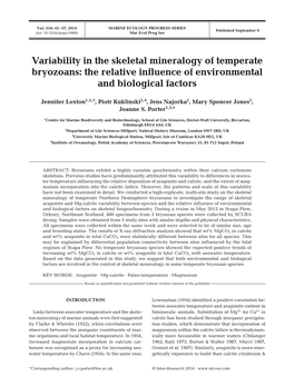 Variability in the Skeletal Mineralogy of Temperate Bryozoans: the Relative Influence of Environmental and Biological Factors