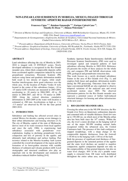 Non-Linear Land Subsidence in Morelia, Mexico, Imaged Through Synthetic Aperture Radar Interferometry