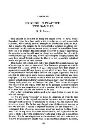 Exegesis in Practice: Two Samples