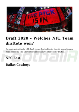 Draft 2020 &#8211; Welches NFL Team Draftete Wen?