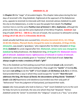 JEREMIAH 21, 22 in Chapter 21 the “Siege” Of