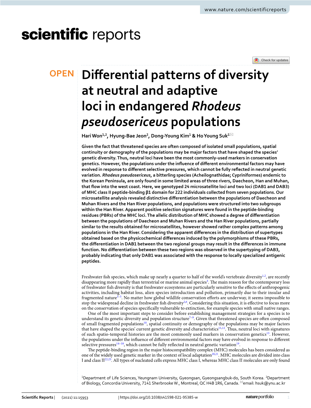 Differential Patterns of Diversity at Neutral and Adaptive Loci In