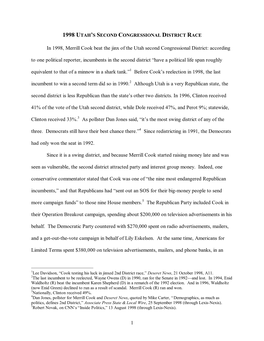 1 in 1998, Merrill Cook Beat the Jinx of the Utah Second Congressional