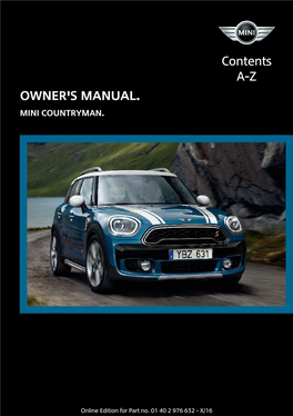 OWNER's MANUAL. Contents