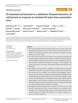 Of Mammals and Bacteria in a Rainforest: Temporal Dynamics of Soil Bacteria in Response to Simulated N Pulse from Mammalian Urine
