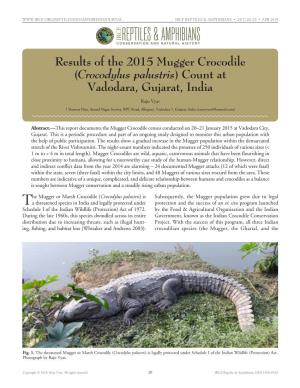 Crocodylus Palustris) Is Legally Protected Under Schedule I of the Indian Wildlife (Protection) Act