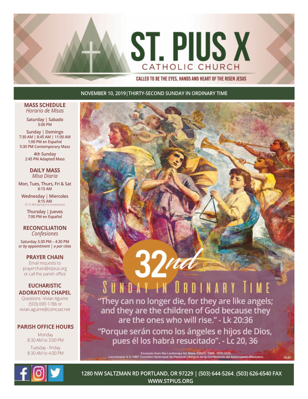 MASS SCHEDULE Horario De Misas Daily MASS Misa Diaria