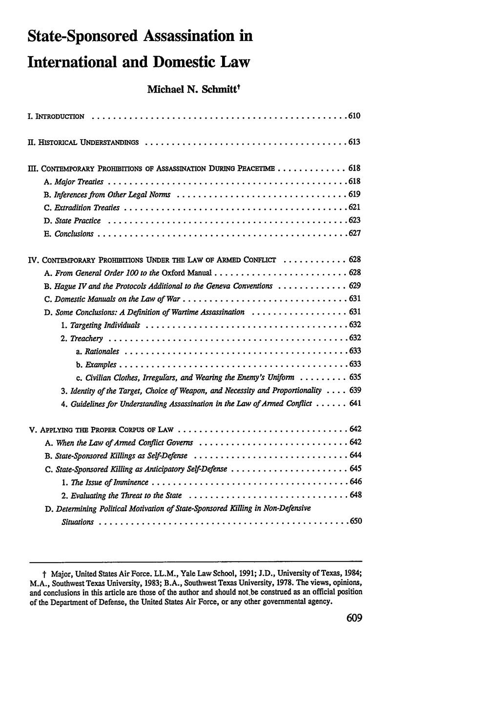 State-Sponsored Assassination in International and Domestic Law