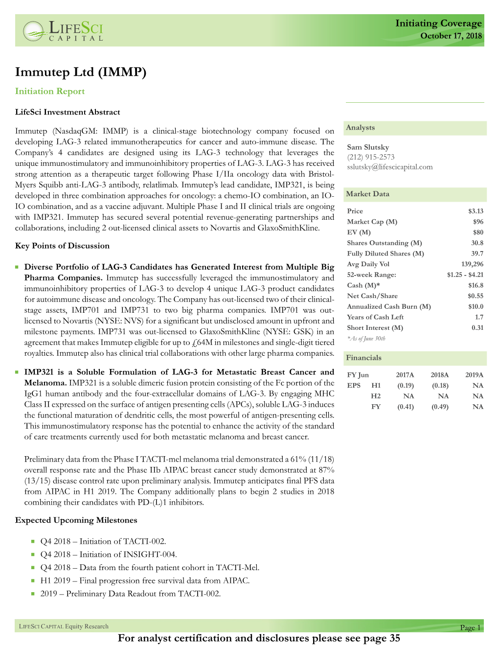 Immutep Ltd (IMMP) Initiation Report