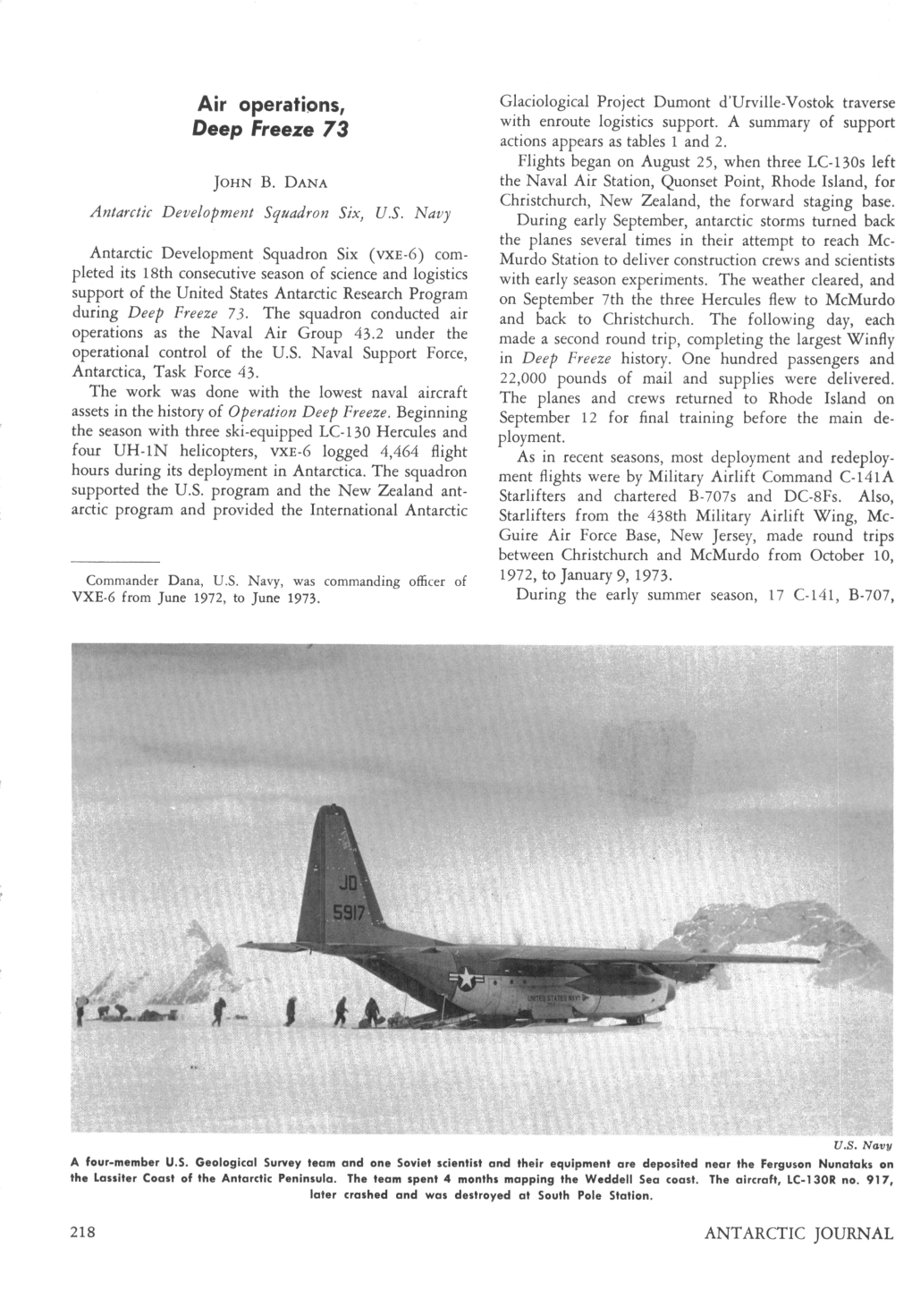 Air Operations, Deep Freeze 73