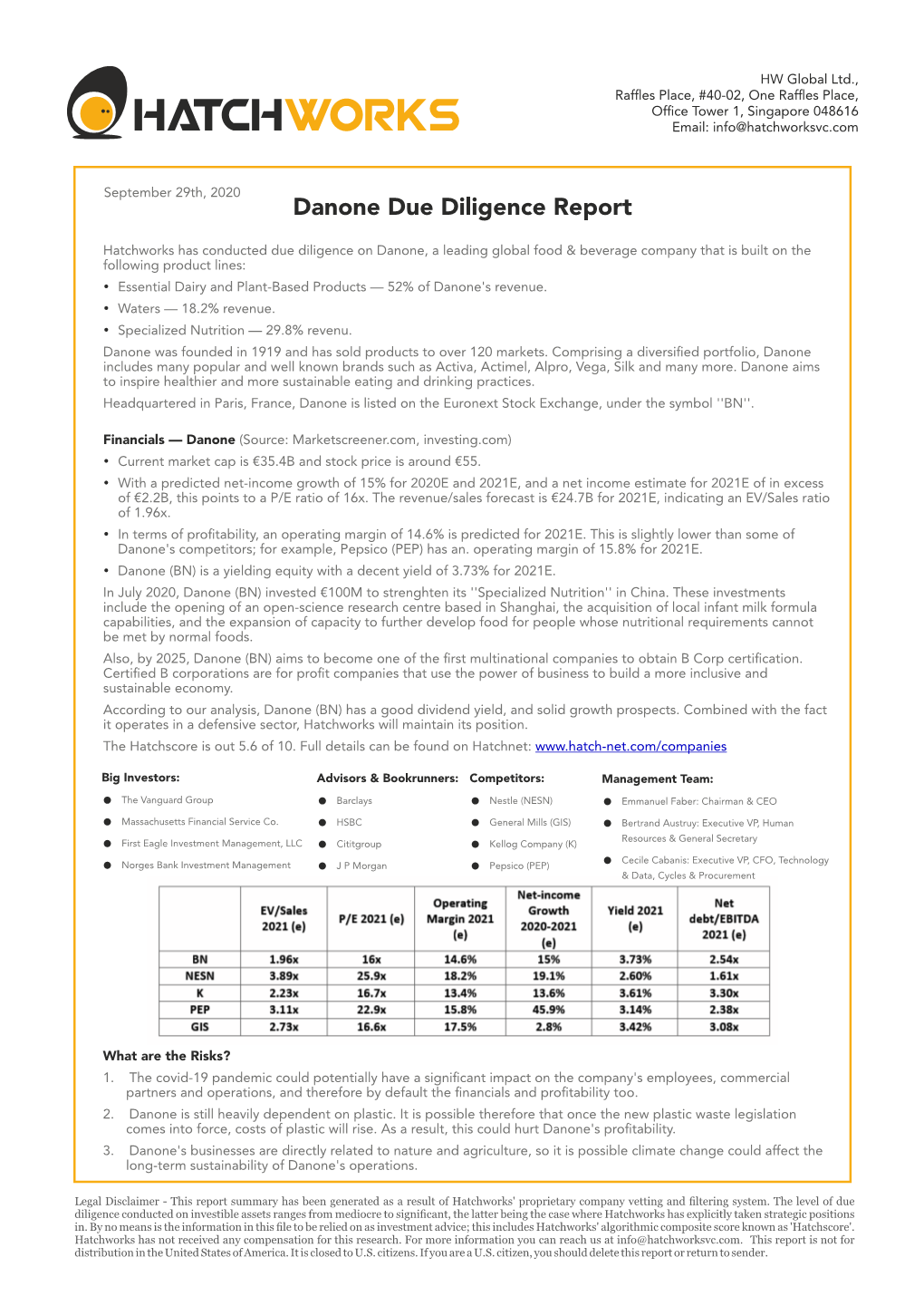 Due Diligence Report