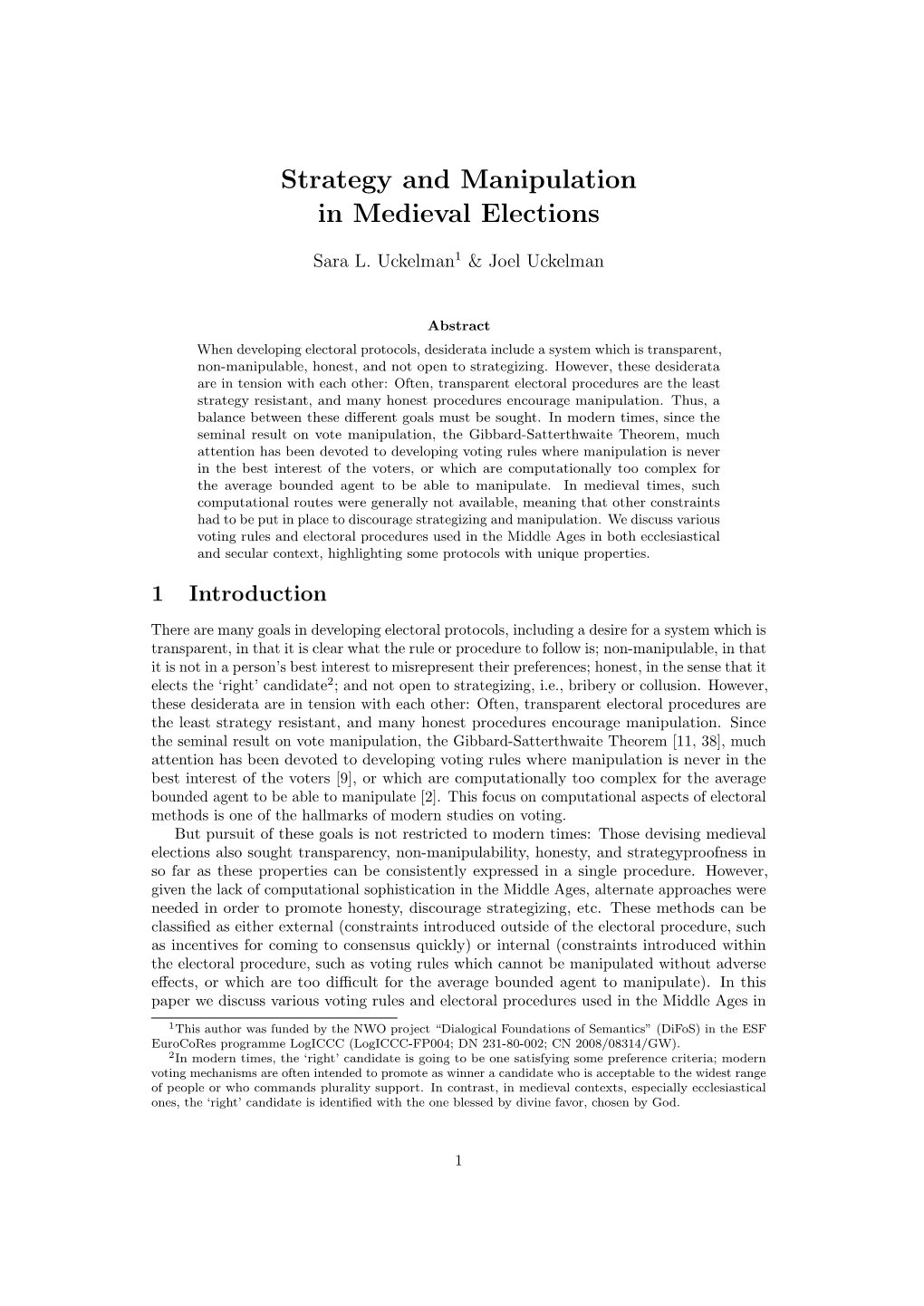 Strategy and Manipulation in Medieval Elections