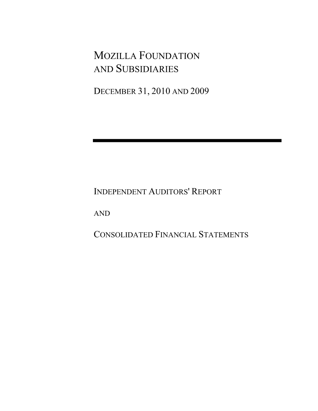 2010 Audited Financial Statement for the Mozilla Foundation