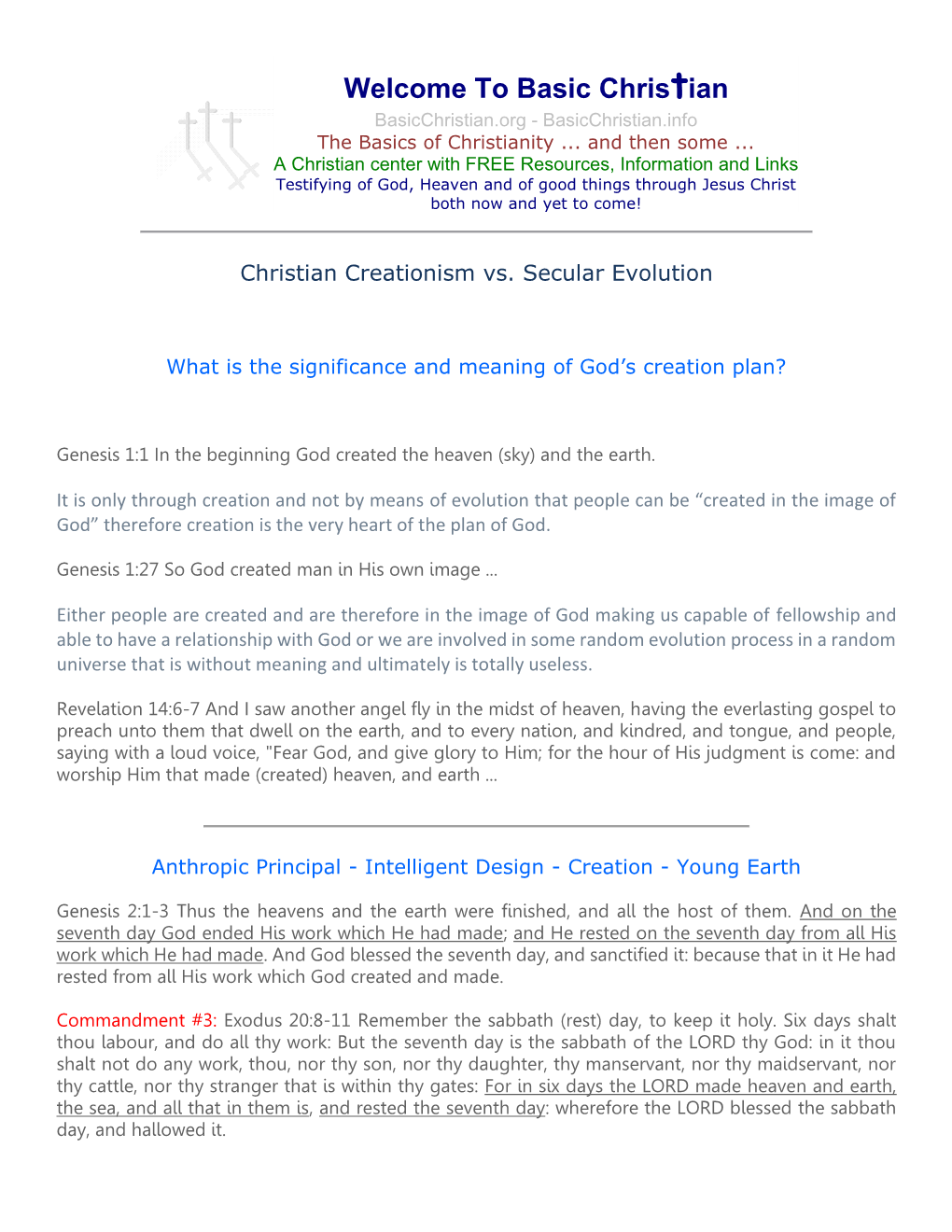 Christian Creationism Vs. Secular Evolution