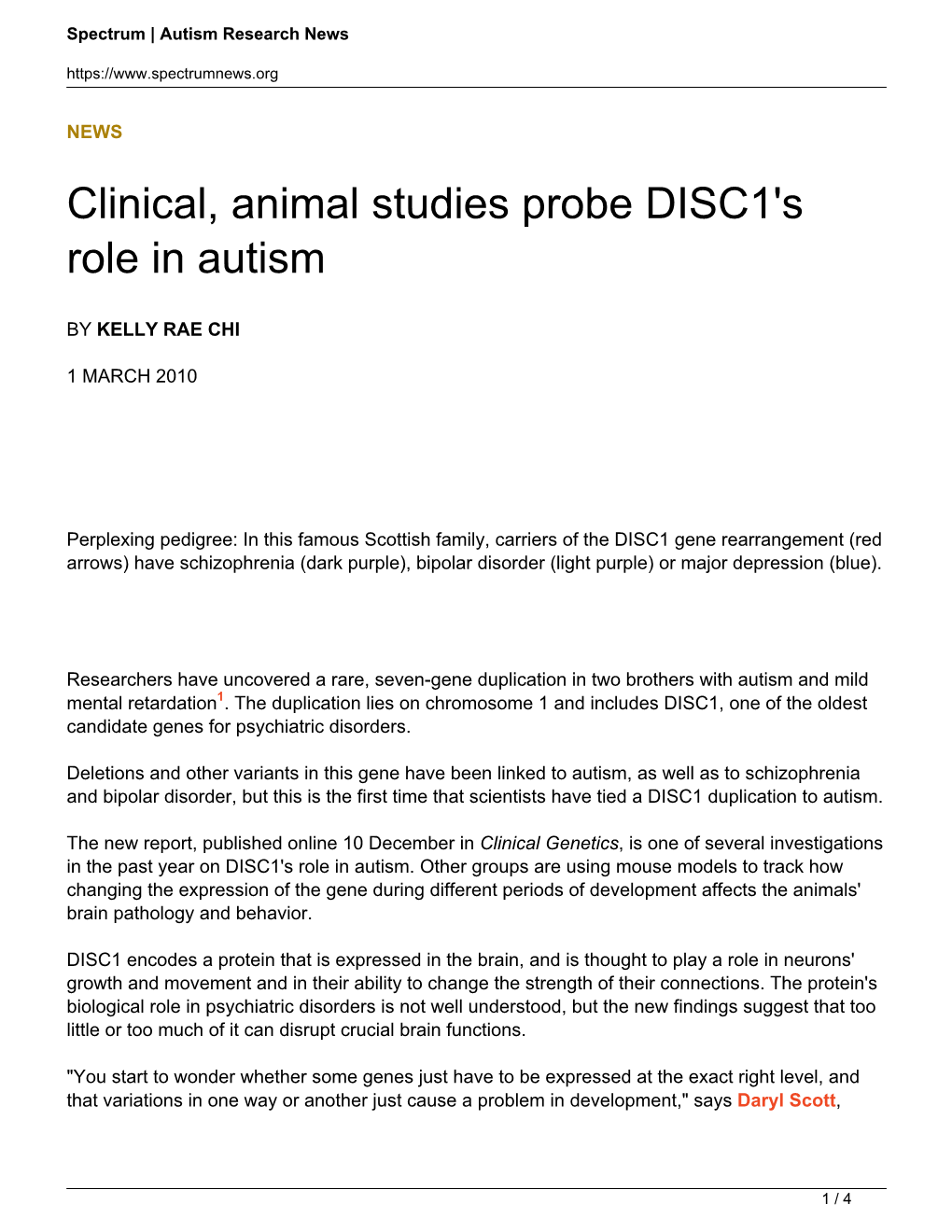 Clinical, Animal Studies Probe DISC1&#8217;S Role in Autism