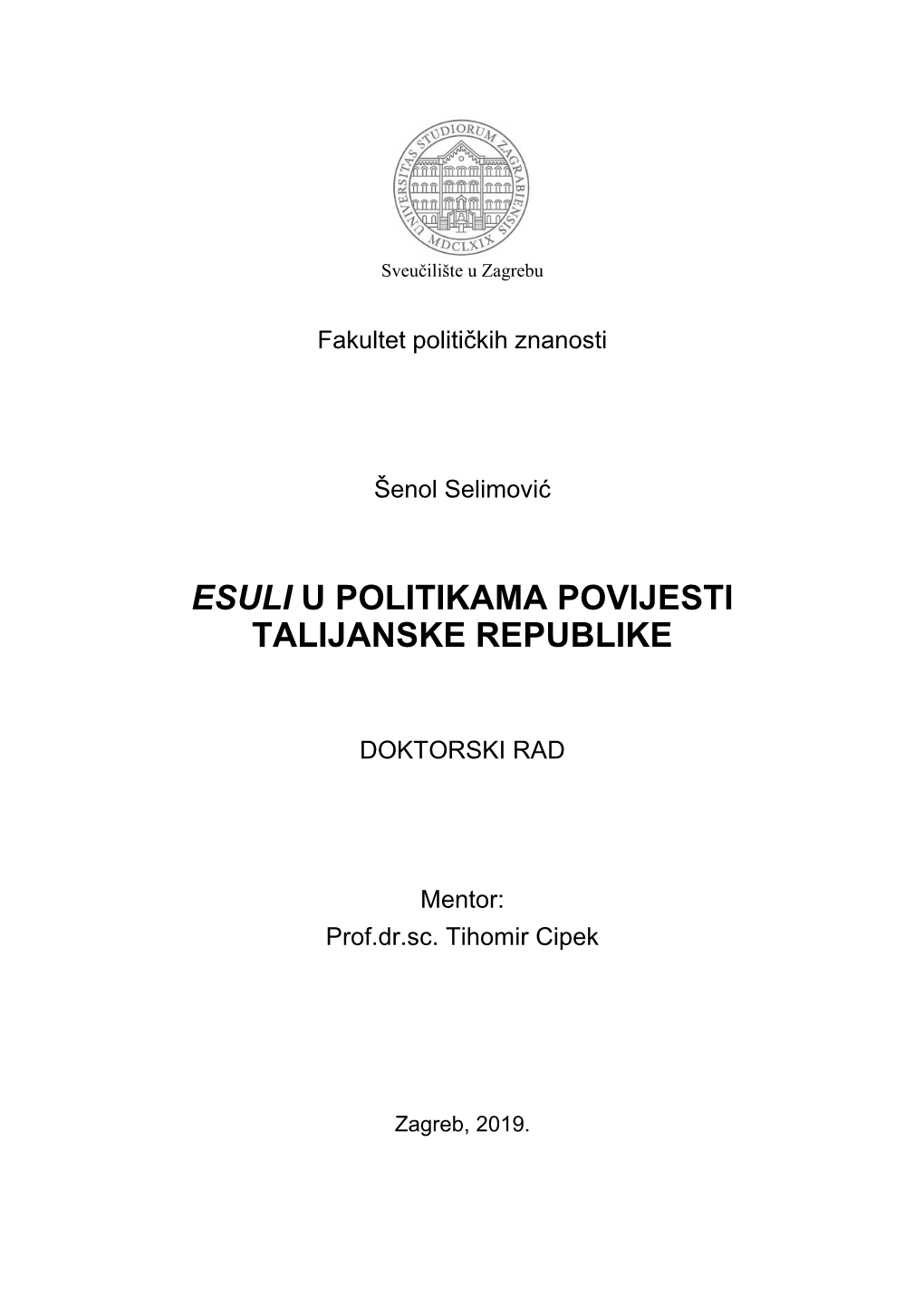Fakultet Političkih Znanosti Šenol Selimović