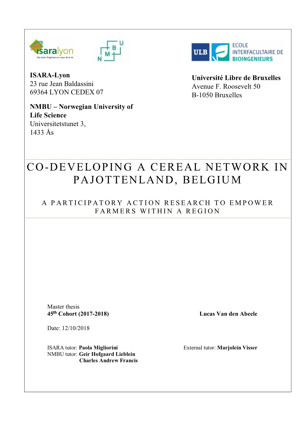 Co-Developing a Cereal Network in Pajottenland, Belgiu M