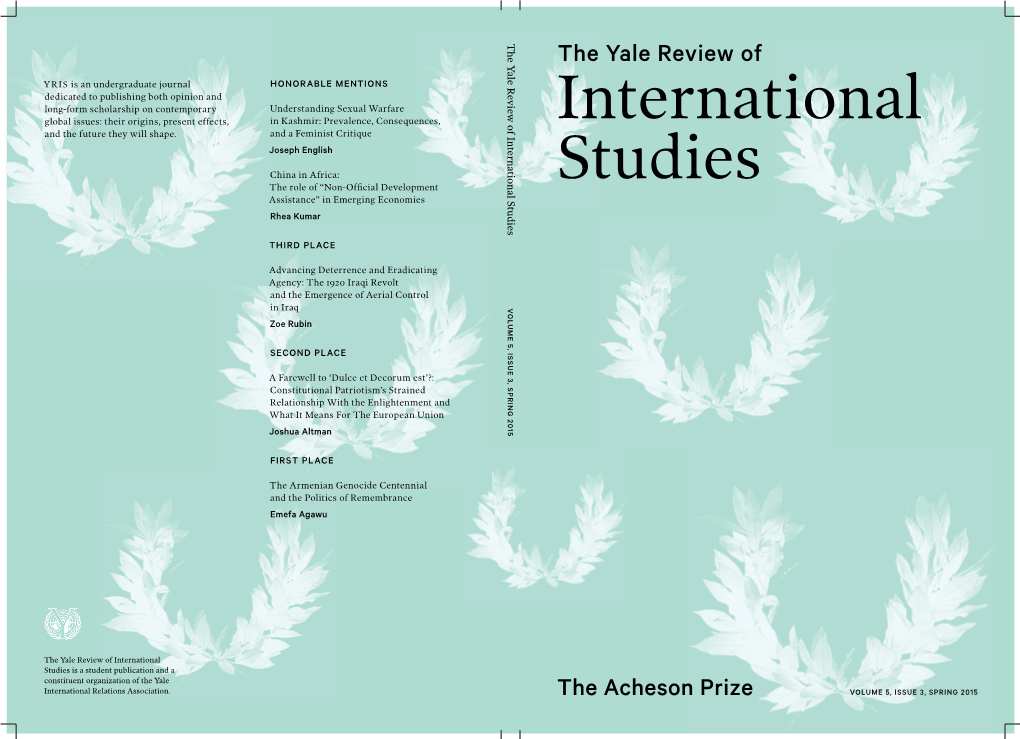 International Studies the Yale Review Of