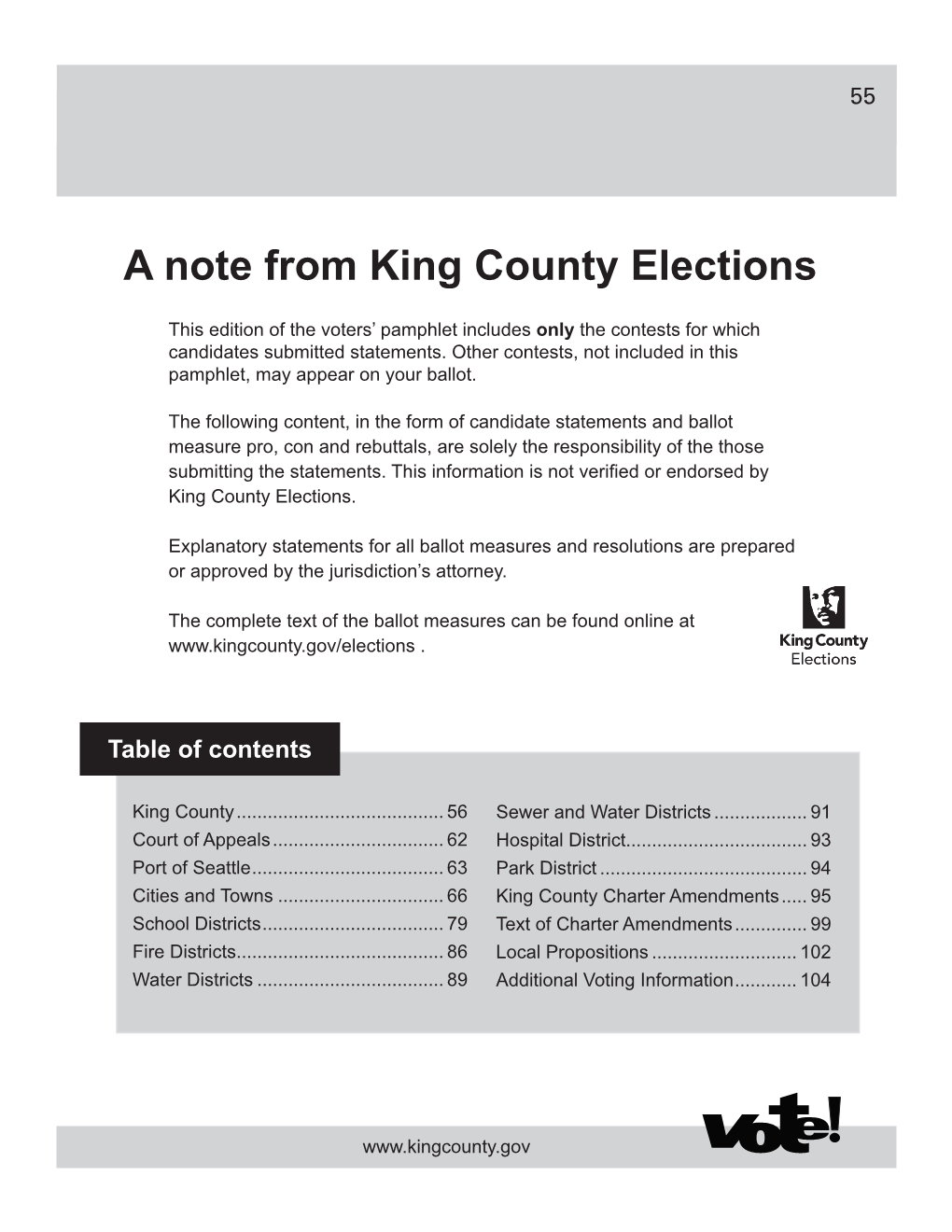 A Note from King County Elections