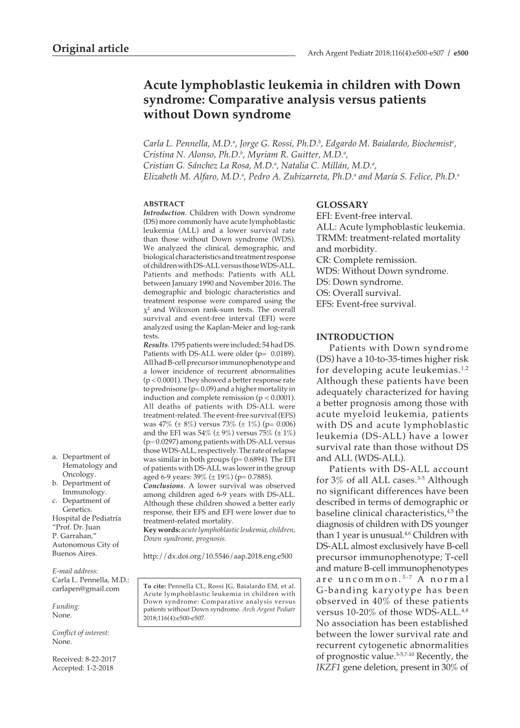 Acute Lymphoblastic Leukemia in Children with Down Syndrome: Comparative Analysis Versus Patients Without Down Syndrome