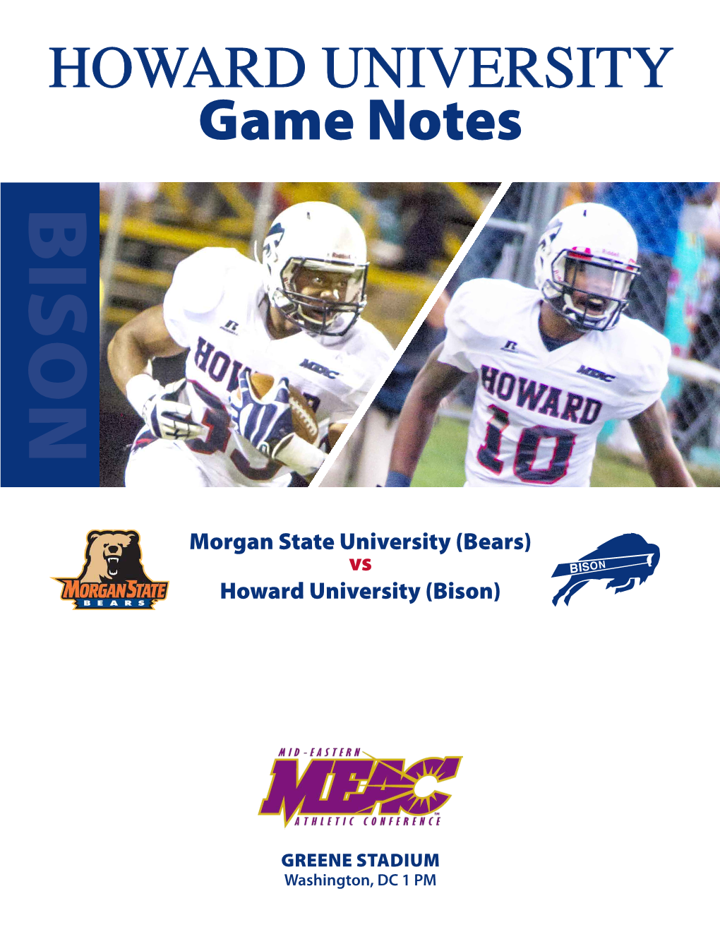 HOWARD UNIVERSITY Game Notes B I SON