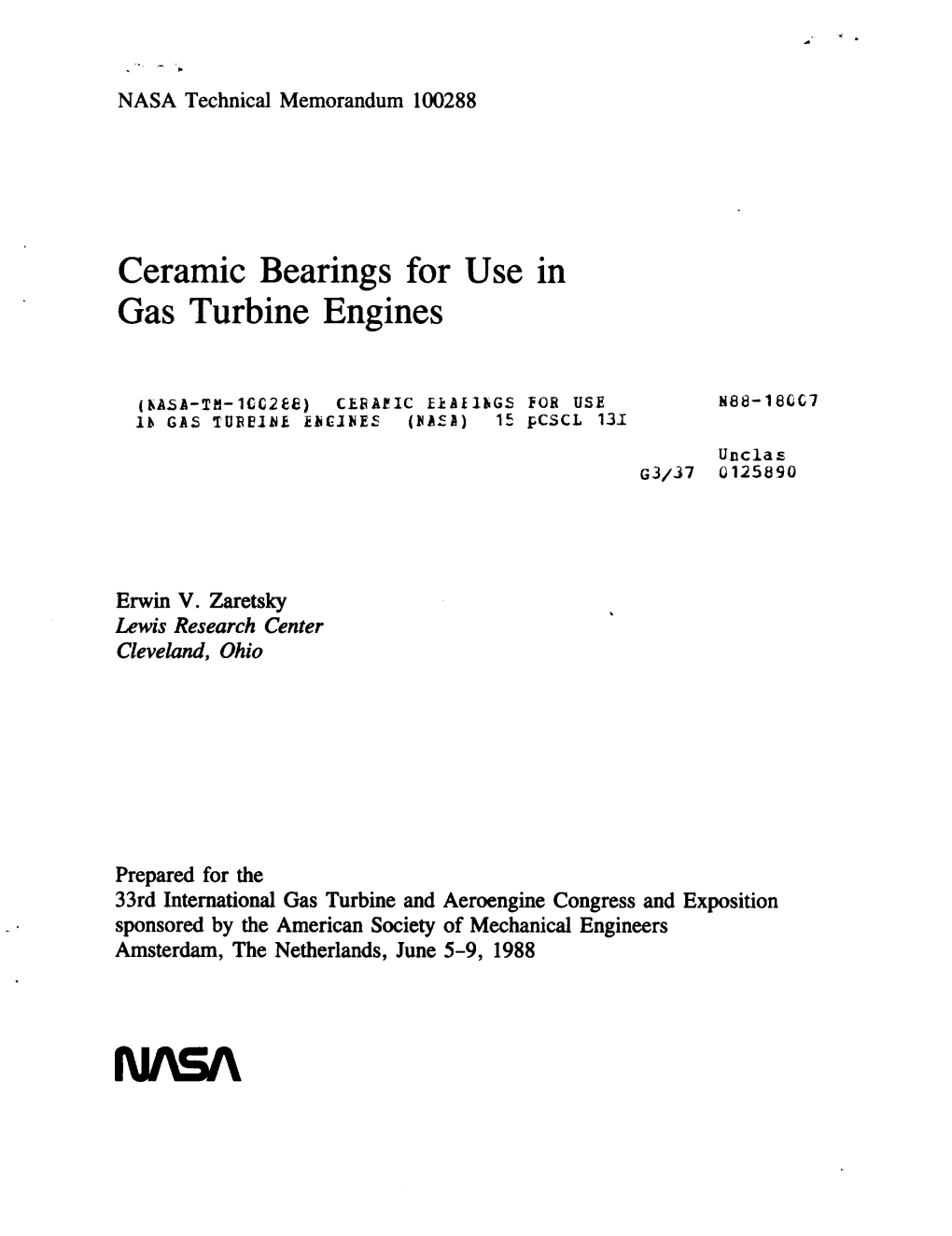 Ceramic Bearings for Use in Gas Turbine Engines