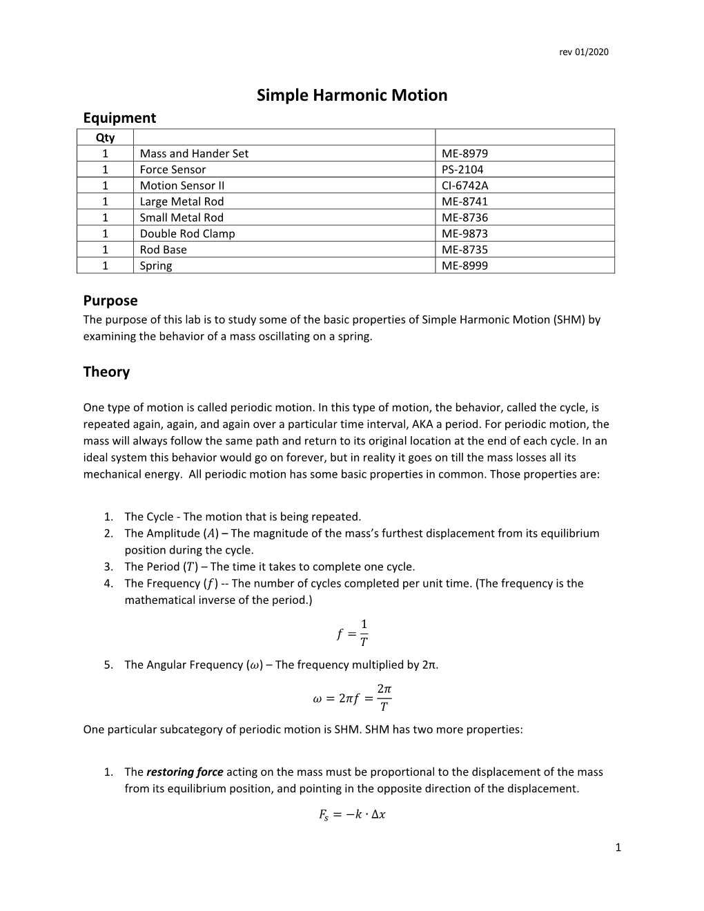 Simple Harmonic Motion