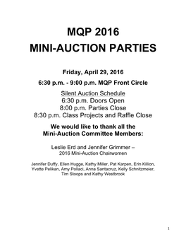Mqp 2016 Mini-Auction Parties