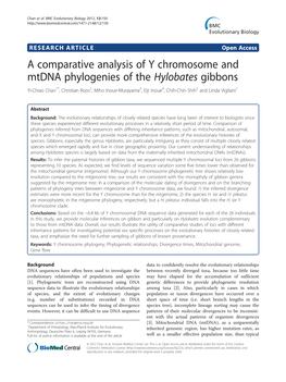 A Comparative Analysis of Y Chromosome and Mtdna Phylogenies of the Hylobates Gibbons