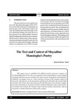 The Text and Context of Mayadhar Mansingha's Poetry