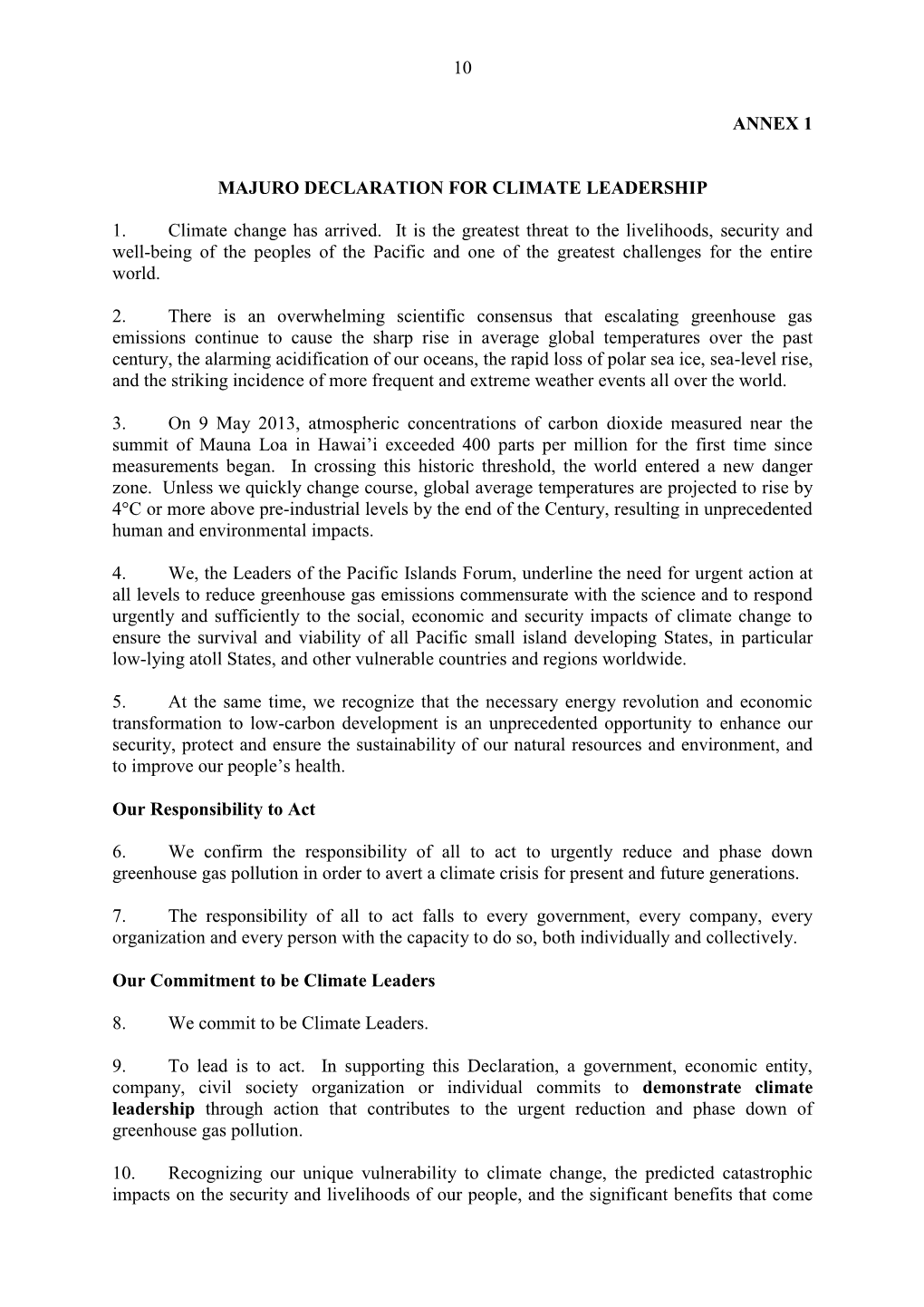 Majuro Declaration on Climate Leadership