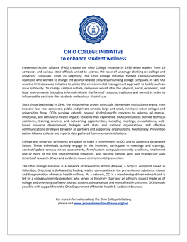 OHIO COLLEGE INITIATIVE to Enhance Student Wellness