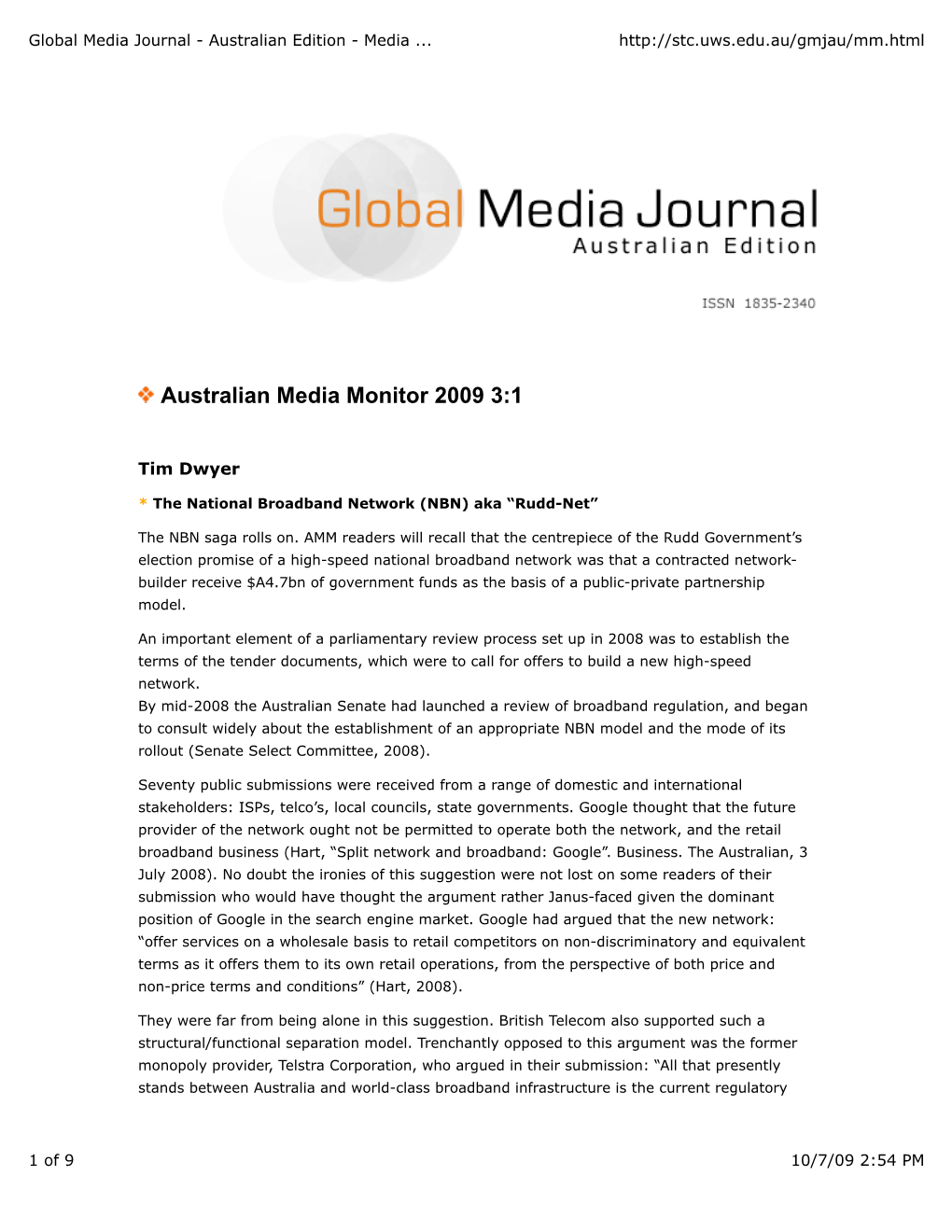 Global Media Journal - Australian Edition - Media