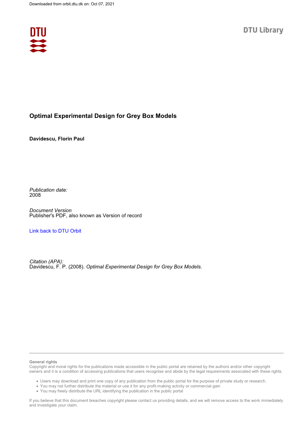 Optimal Experimental Design for Grey Box Models