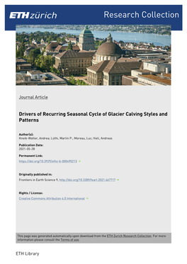 Drivers of Recurring Seasonal Cycle of Glacier Calving Styles and Patterns