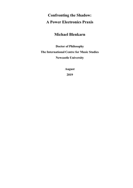 Confronting the Shadow: a Power Electronics Praxis Michael Blenkarn