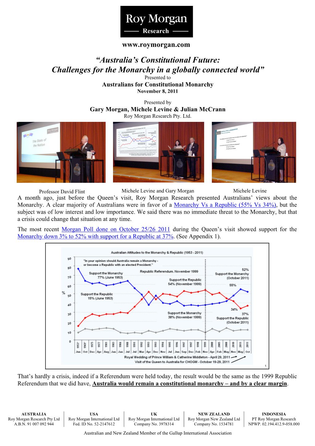 Australia's Constitutional Future: Challenges for The