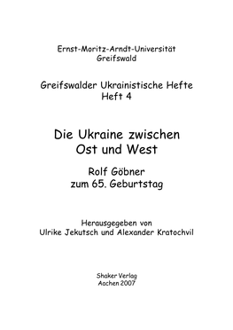 Die Ukraine Zwischen Ost Und West