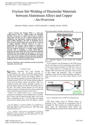 Friction Stir Welding of Dissimilar Materials Between Aluminium Alloys and Copper - an Overview