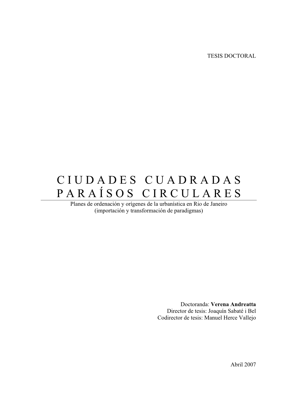 Ciudadescuadradas Para Í Soscirculares