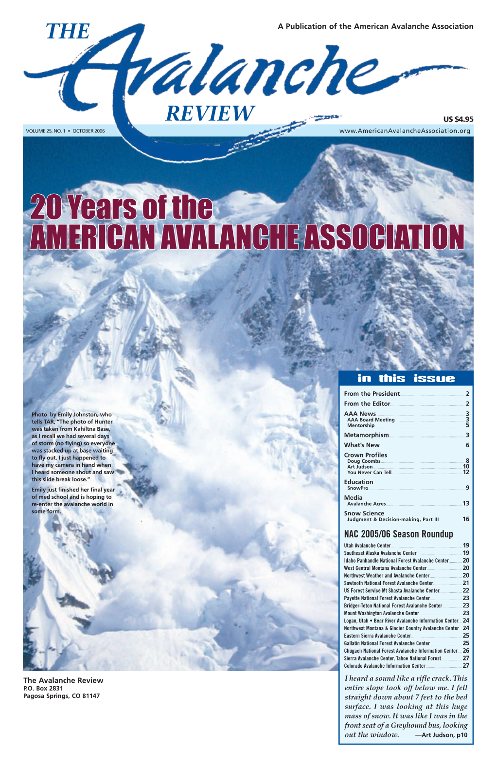 20 Years of the AMERICAN AVALANCHE ASSOCIATION