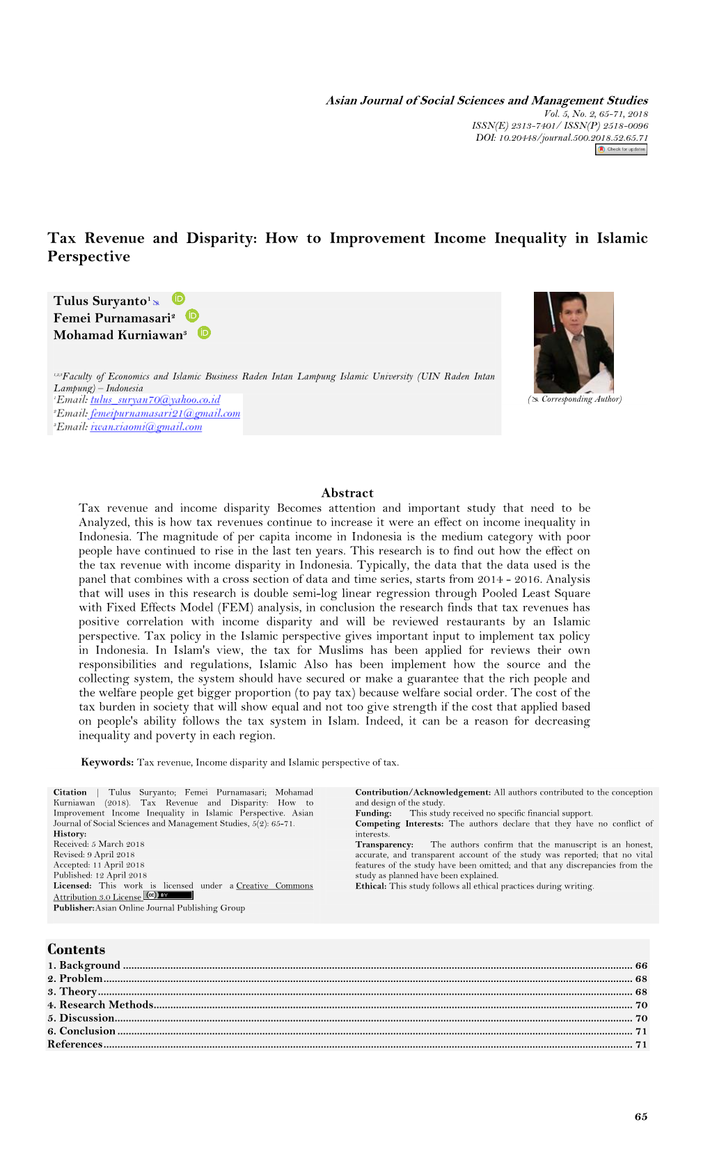 Tax Revenue and Disparity: How to Improvement Income Inequality in Islamic Perspective