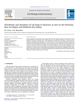 Distribution and Abundance of Soil Fungi in Antarctica at Sites on the Peninsula, Ross Sea Region and Mcmurdo Dry Valleys