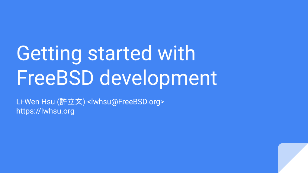 Getting Started with Freebsd Development