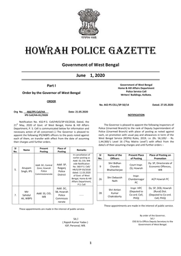 Howrah City Police Gazette, August 1, 2011