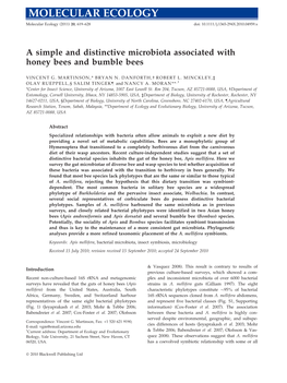 A Simple and Distinctive Microbiota Associated with Honey Bees and Bumble Bees