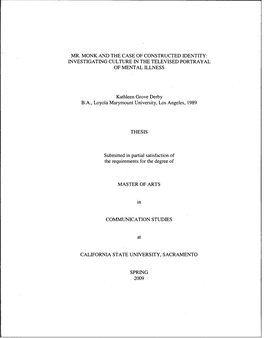 Mr. Monk and the Case of Constructed Identity: Investigating Culture in the Televised Portrayal of Mental Illness