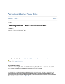Combating the Ninth Circuit Judicial Vacancy Crisis