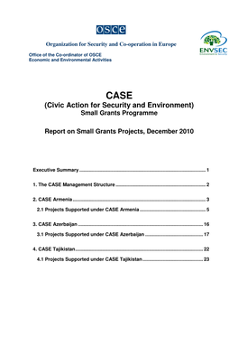(Civic Action for Security and Environment) Small Grants Programme