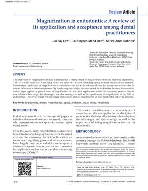 Magnification in Endodontics: a Review of Its Application and Acceptance Among Dental Practitioners